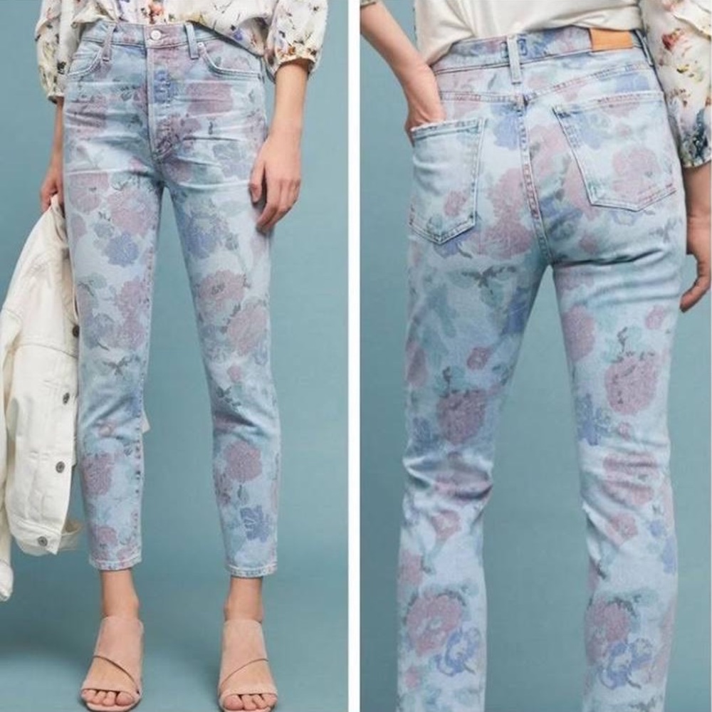 Citizens Of Humanity High Rise Slim Olivia Crop Floral Print Jeans Size 26